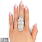 Adjustable Long Oval Rhinestone Pearl Pave Statement Ring Adjustable Long Oval Rhinestone Pearl Pave Statement Ring
