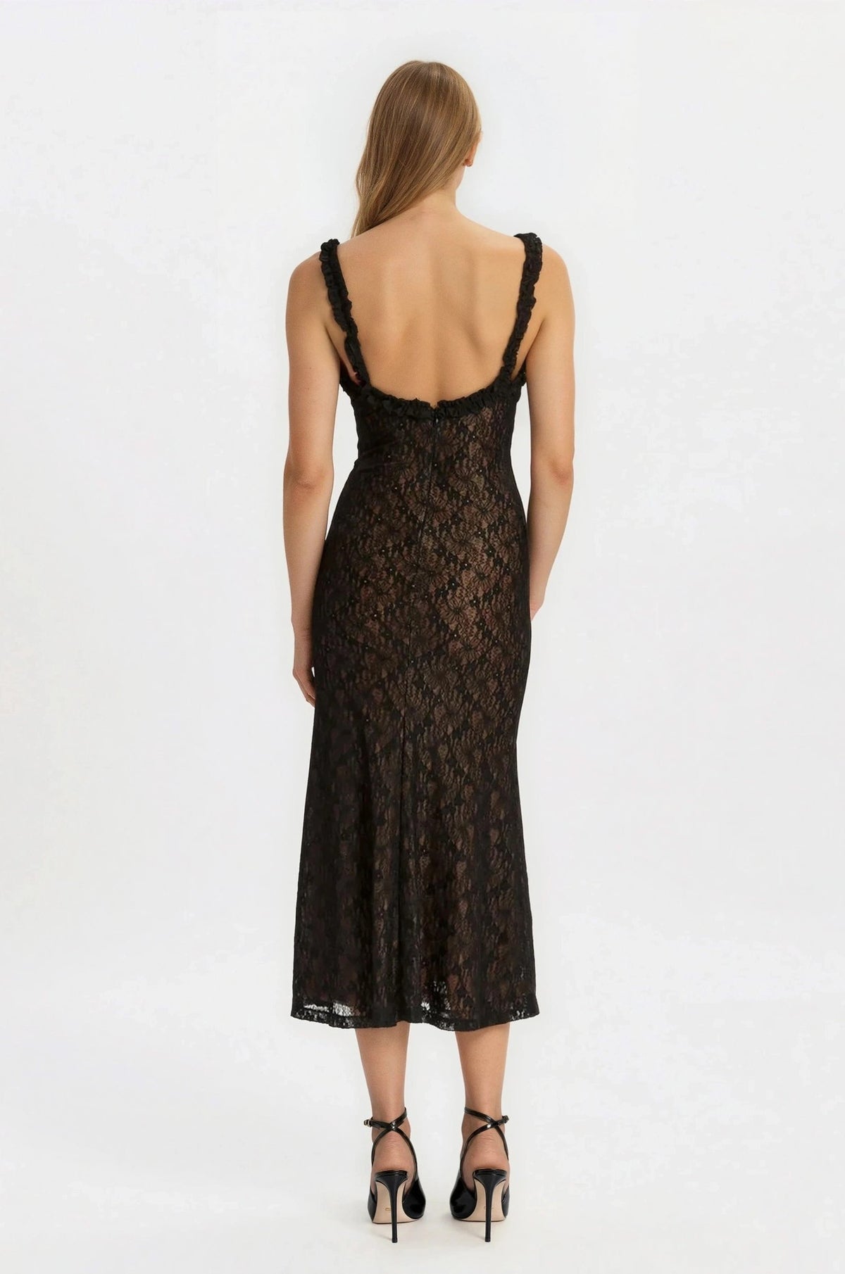Alegra Stretch Lace Midi Dress – Black Alegra Stretch Lace Midi Dress – Black