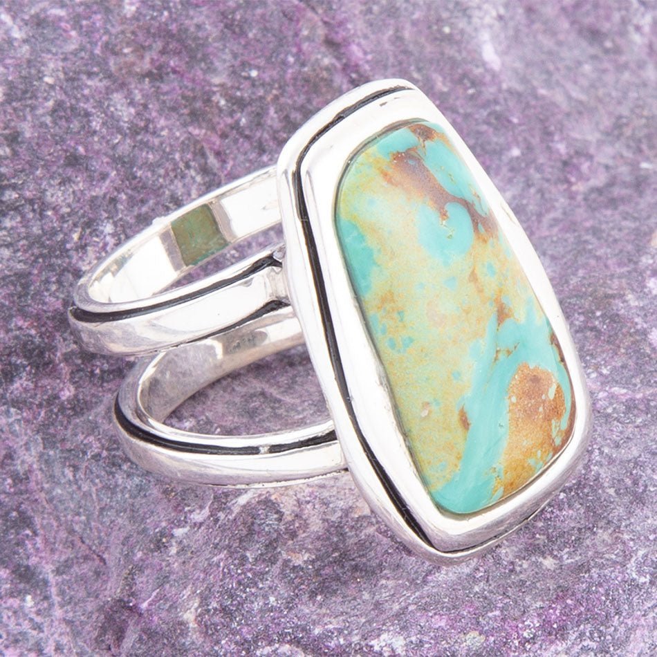 Art Blue Turquoise and Sterling Silver Statement Ring Art Blue Turquoise and Sterling Silver Statement Ring