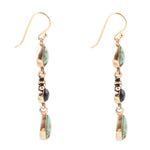 Barcelona Blue Turquoise and Black Onyx Linear Drop Golden Earrings Barcelona Blue Turquoise and Black Onyx Linear Drop Golden Earrings