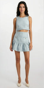 Elina Boucle Mini Skirt - Blue Boucle Elina Boucle Mini Skirt - Blue Boucle