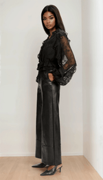 Bardot Frill Embroidered Blouse – Black