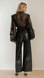 Bardot Frill Embroidered Blouse – Black