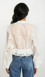Frill Embroidered Blouse – Orchid White Frill Embroidered Blouse – Orchid White