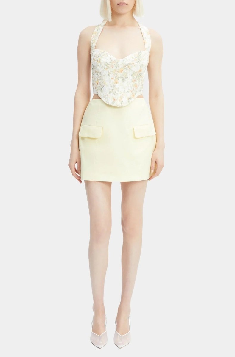Bardot Pollie Halter Corset Top – Yellow Floral