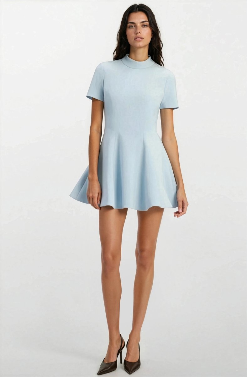 Zephyra Collar Mini Dress – Soft Blue Zephyra Collar Mini Dress – Soft Blue
