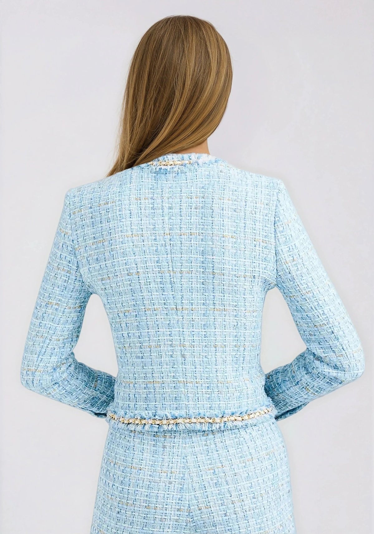 Betsy Buttoned Tweed Blazer - Sky Blue Betsy Buttoned Tweed Blazer - Sky Blue - XO, Tina
