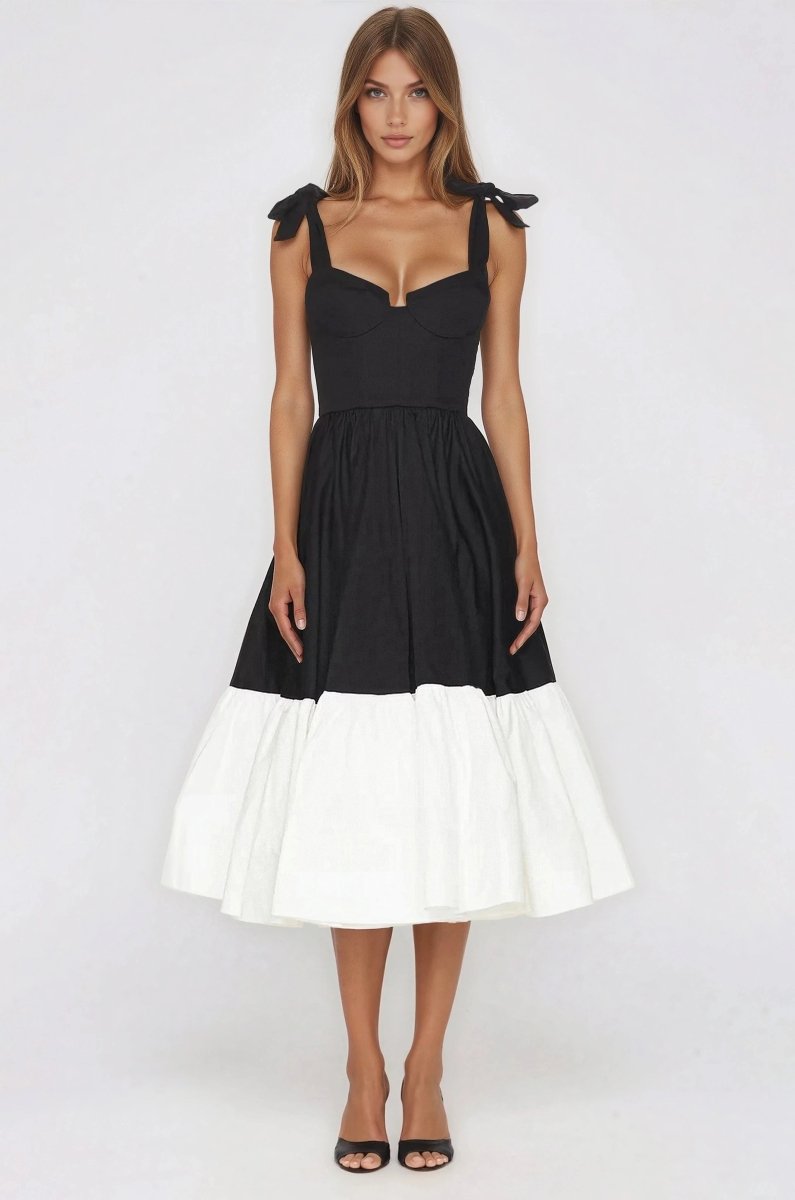 Catalina Midi Dress – Black/Beige Catalina Midi Dress – Black/Beige