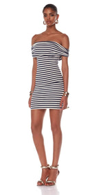Bronx and Banco - Malory Striped off the Shoulder Mini Dress