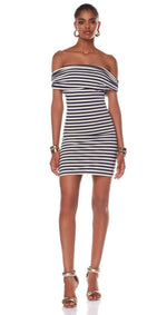 Bronx and Banco - Malory Striped off the Shoulder Mini Dress