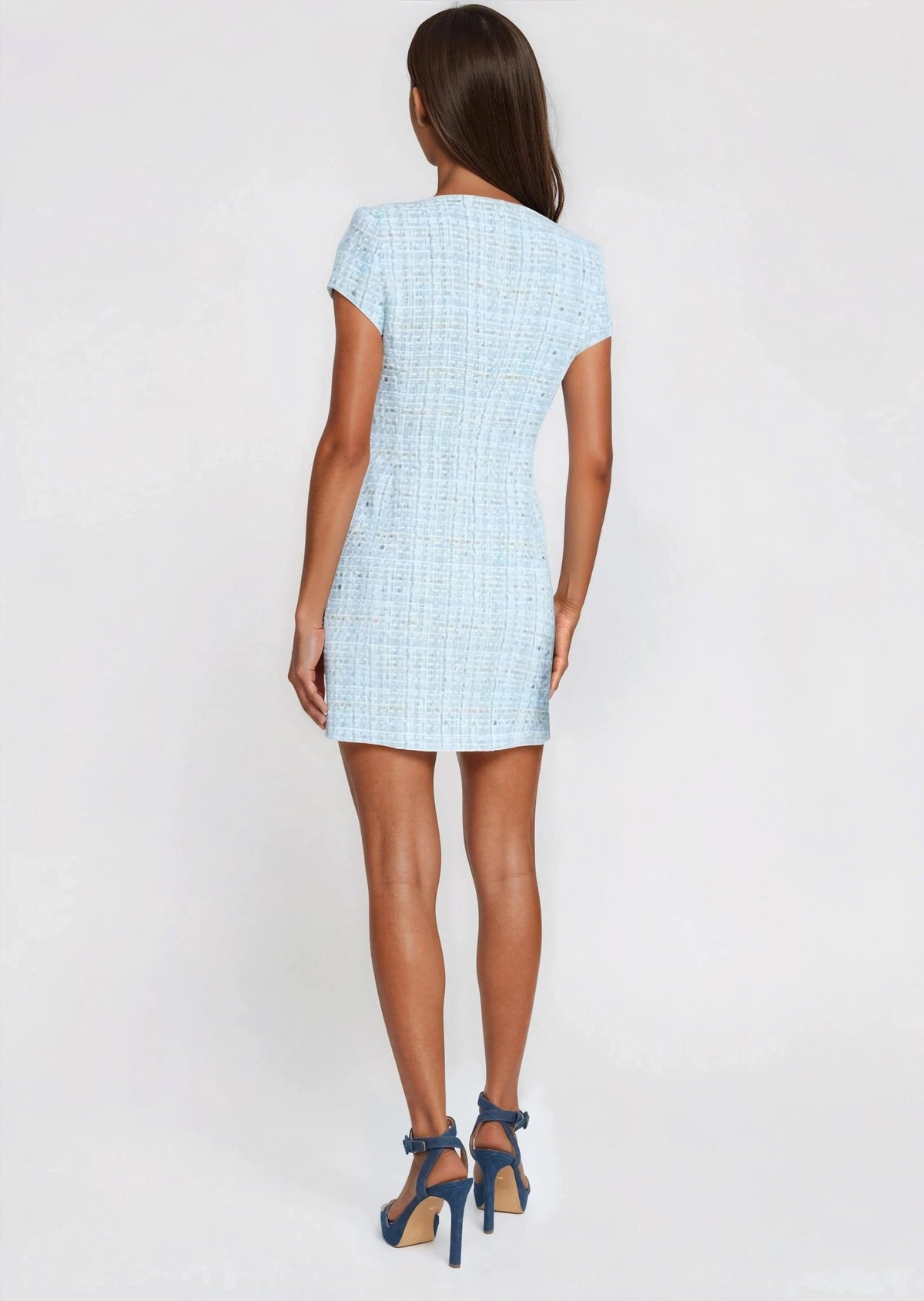 Brunella Tweed Dress - Sky Blue Brunella Tweed Dress - Sky Blue - XO, Tina