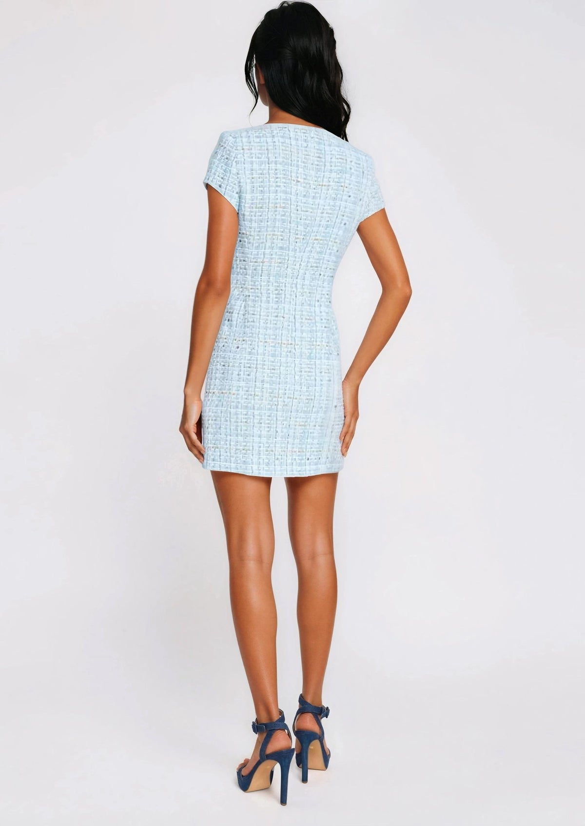 Brunella Tweed Dress - Sky Blue Brunella Tweed Dress - Sky Blue - XO, Tina