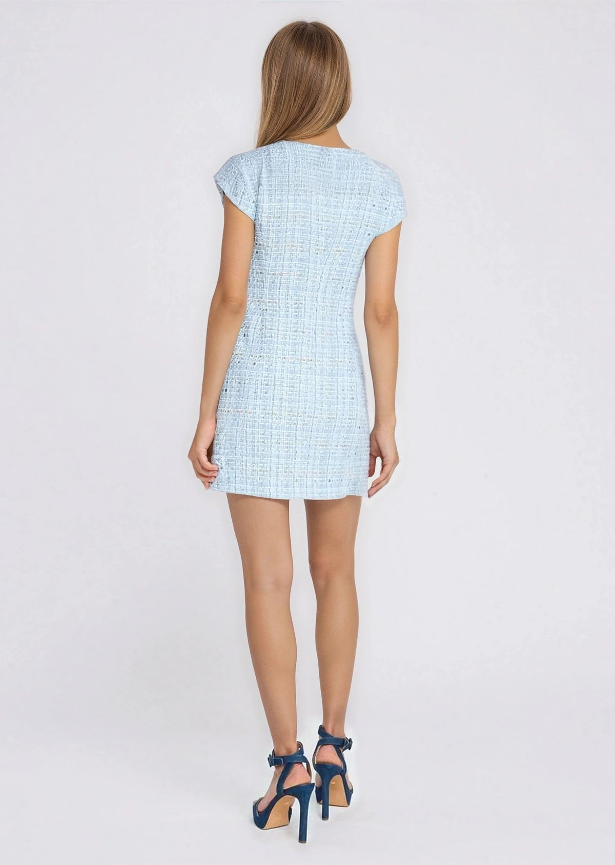 Brunella Tweed Dress - Sky Blue Brunella Tweed Dress - Sky Blue - XO, Tina