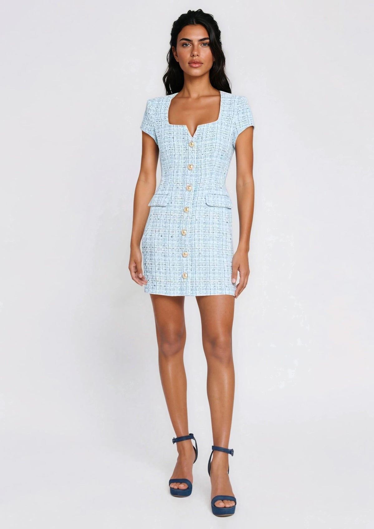 Brunella Tweed Dress - Sky Blue Brunella Tweed Dress - Sky Blue - XO, Tina