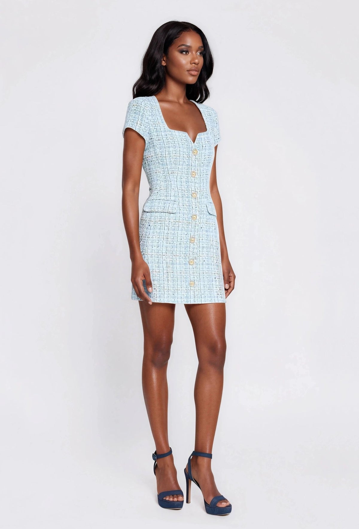 Brunella Tweed Dress - Sky Blue Brunella Tweed Dress - Sky Blue - XO, Tina