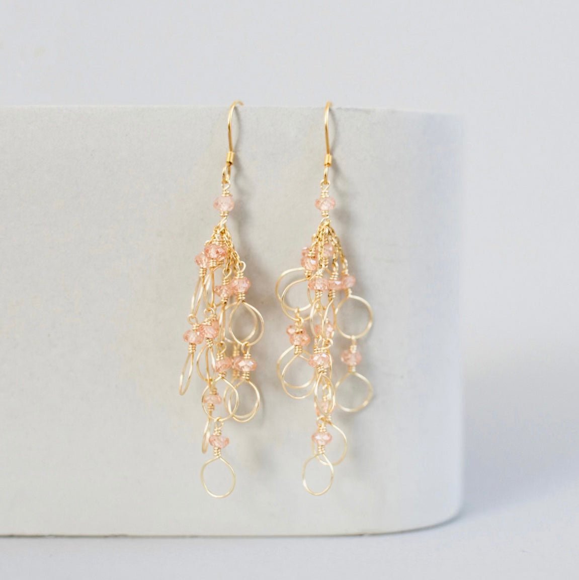 Champagne Quartz Gold Chain Loop Earrings Champagne Quartz Gold Chain Loop Earrings