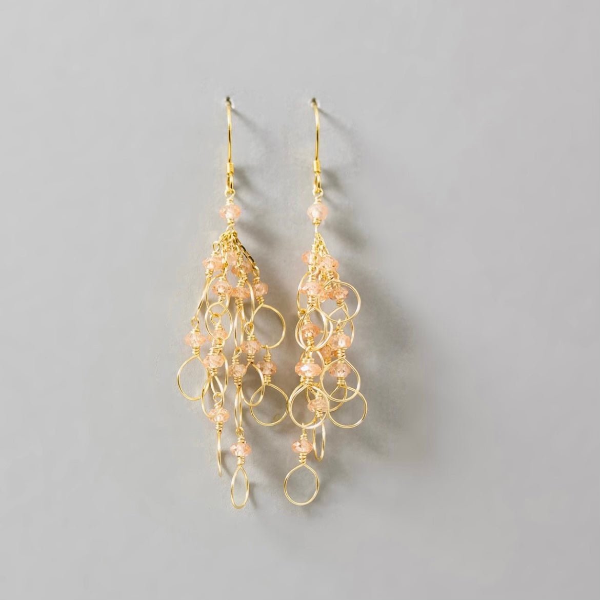 Champagne Quartz Gold Chain Loop Earrings Champagne Quartz Gold Chain Loop Earrings