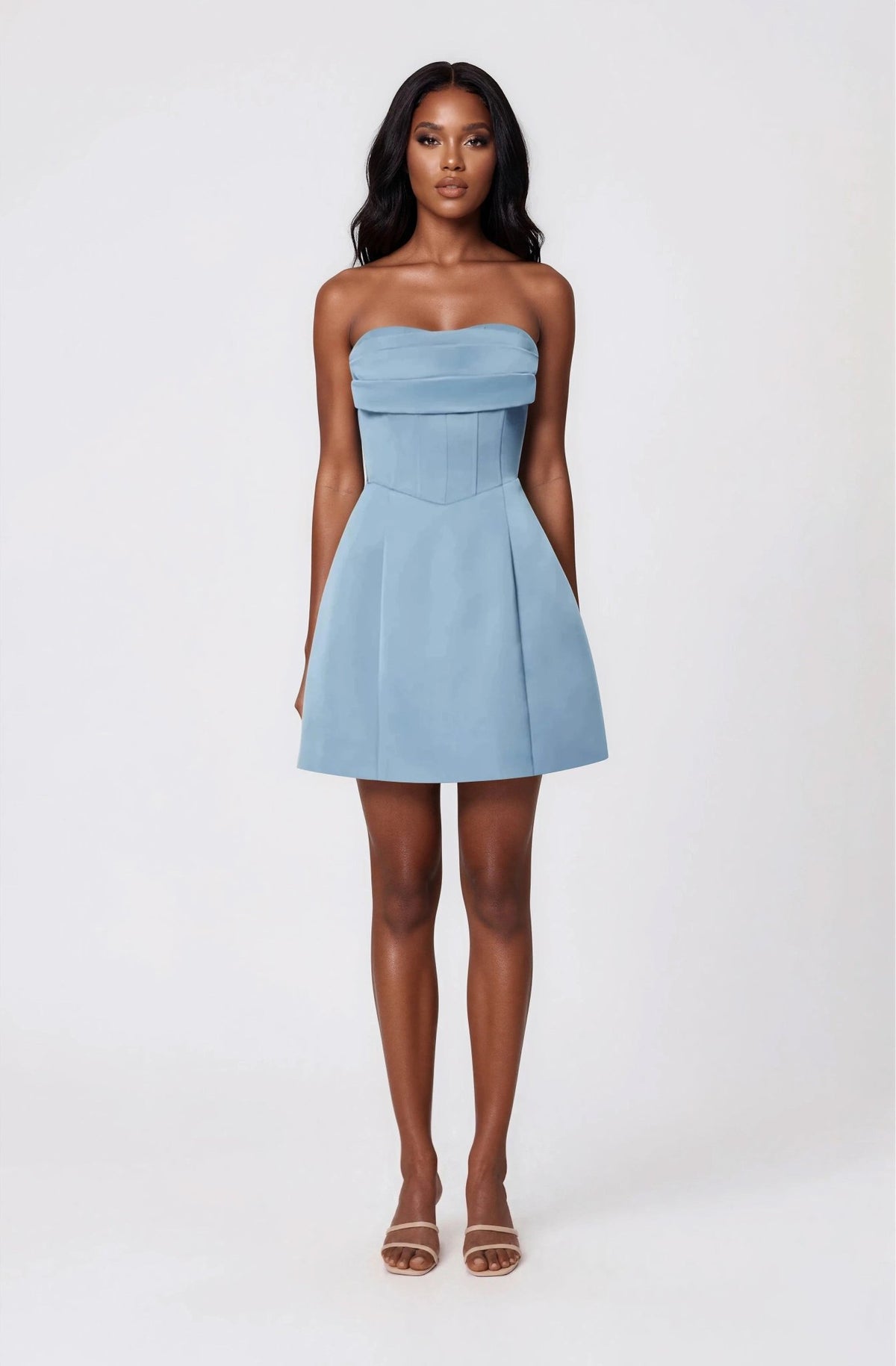 Coralie Cocktail Mini Dress – Steel Blue Coralie Cocktail Mini Dress – Steel Blue