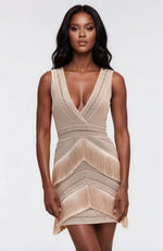 Deep V-Neck Fringe Mini Dress – Clay Deep V-Neck Fringe Mini Dress – Clay