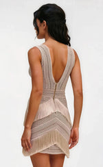 Deep V-Neck Fringe Mini Dress – Clay Deep V-Neck Fringe Mini Dress – Clay