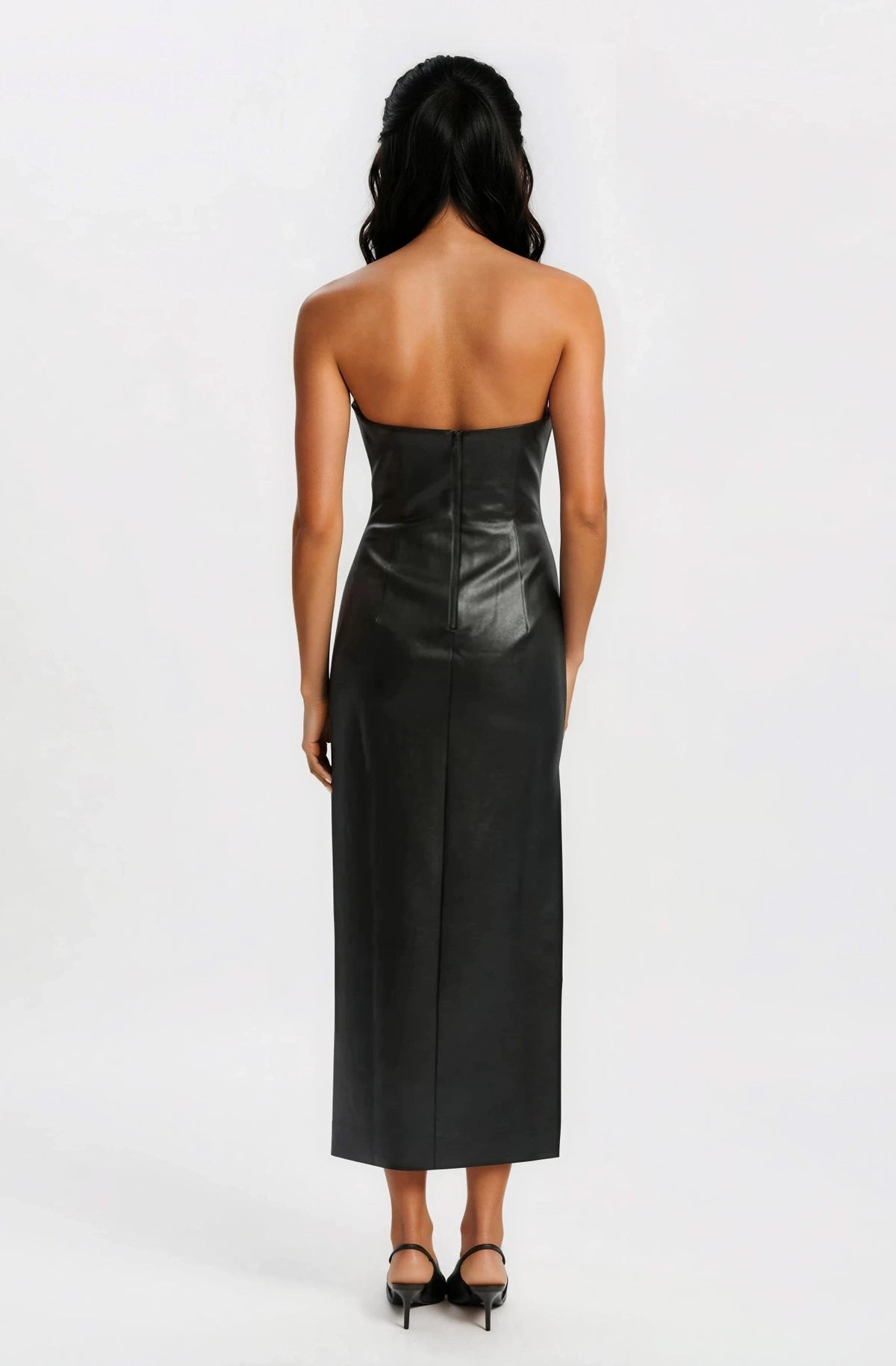 Eleni Vegan Leather Midi Dress - Black Eleni Vegan Leather Midi Dress - Black - XO, Tina