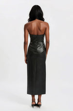 Eleni Vegan Leather Midi Dress - Black - XO, Tina Eleni Vegan Leather Midi Dress - Black - XO, Tina