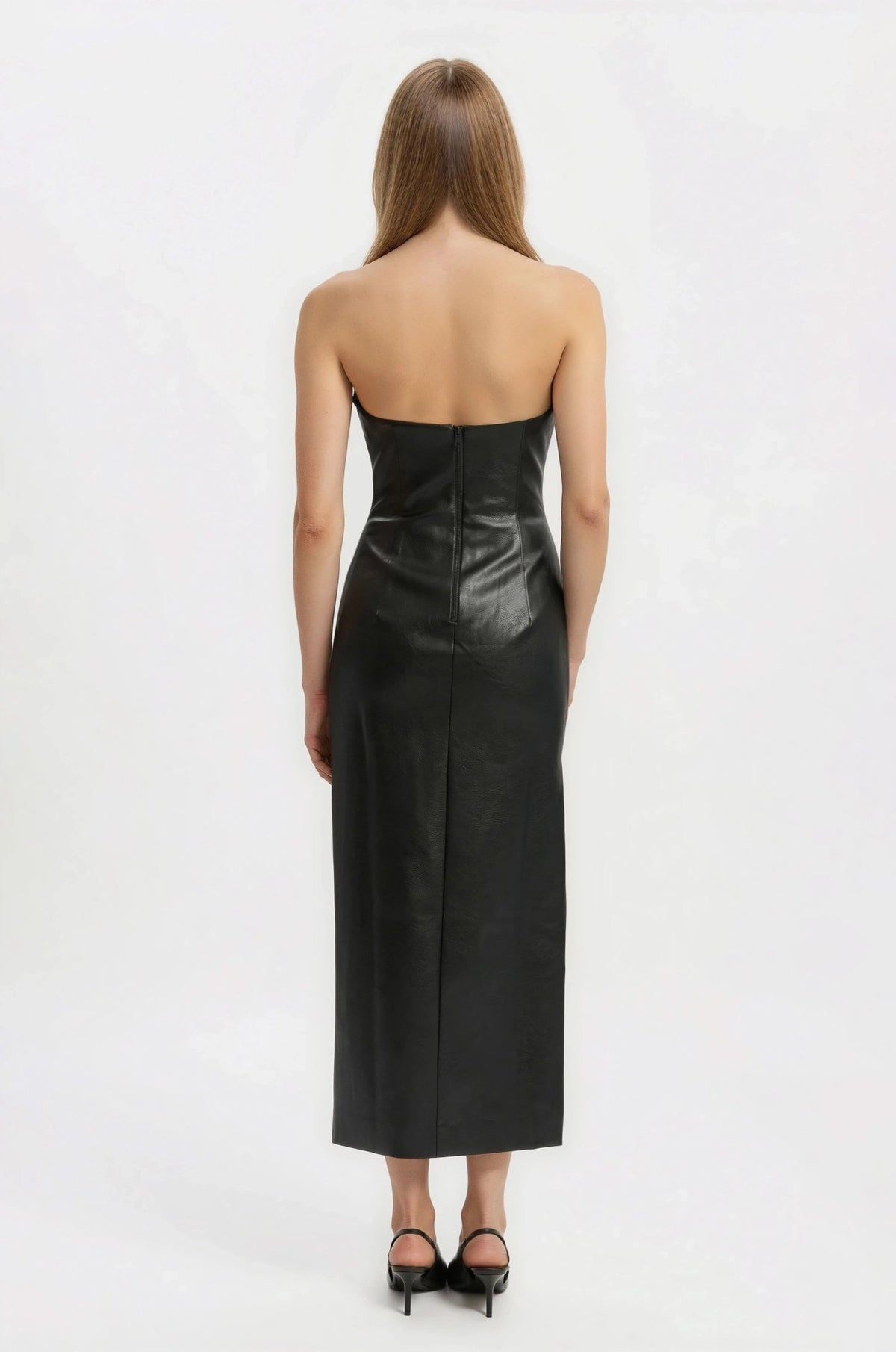 Eleni Vegan Leather Midi Dress - Black Eleni Vegan Leather Midi Dress - Black - XO, Tina