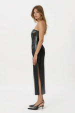 Eleni Vegan Leather Midi Dress - Black - XO, Tina Eleni Vegan Leather Midi Dress - Black - XO, Tina