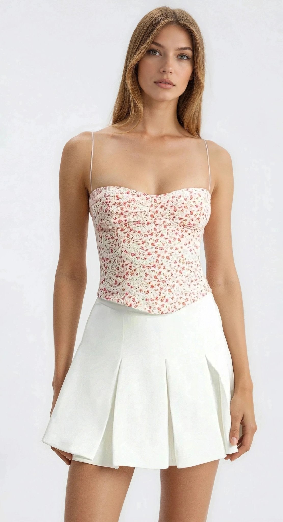 Estie Embroidered Corset Top – Red Floral (Final Sale) Estie Embroidered Corset Top – Red Floral (Final Sale)