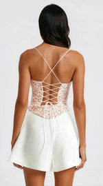 Estie Embroidered Corset Top – Red Floral (Final Sale) Estie Embroidered Corset Top – Red Floral (Final Sale)