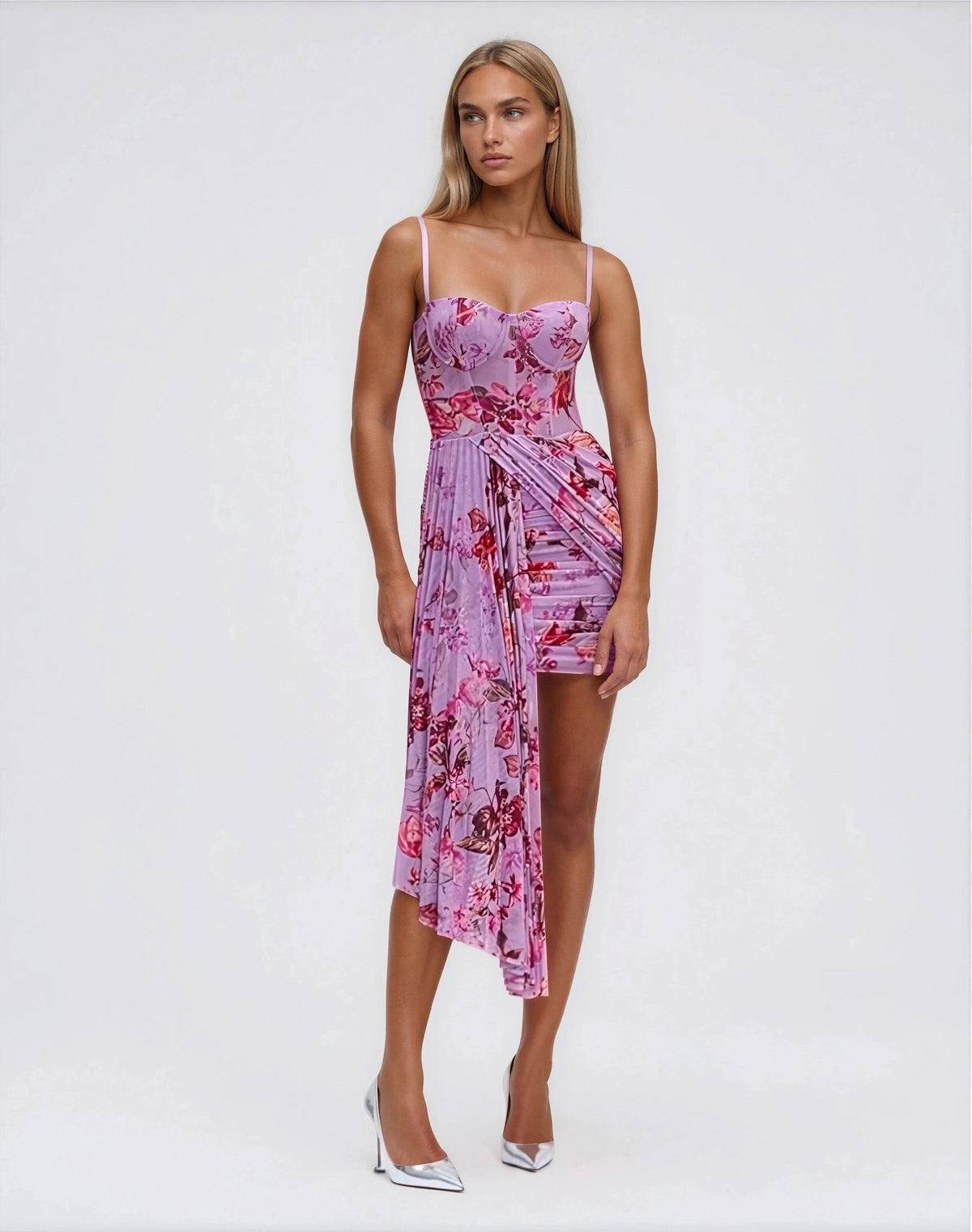Floral Haze Bustier Mini Dress – Violet Floral Haze Bustier Mini Dress – Violet