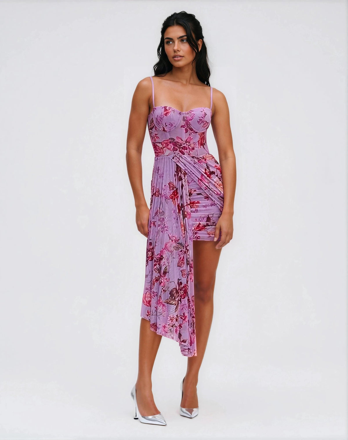 Floral Haze Bustier Mini Dress – Violet Floral Haze Bustier Mini Dress – Violet