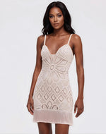 Flower Crochet Embroidered Mini Dress – Beige Flower Crochet Embroidered Mini Dress – Beige