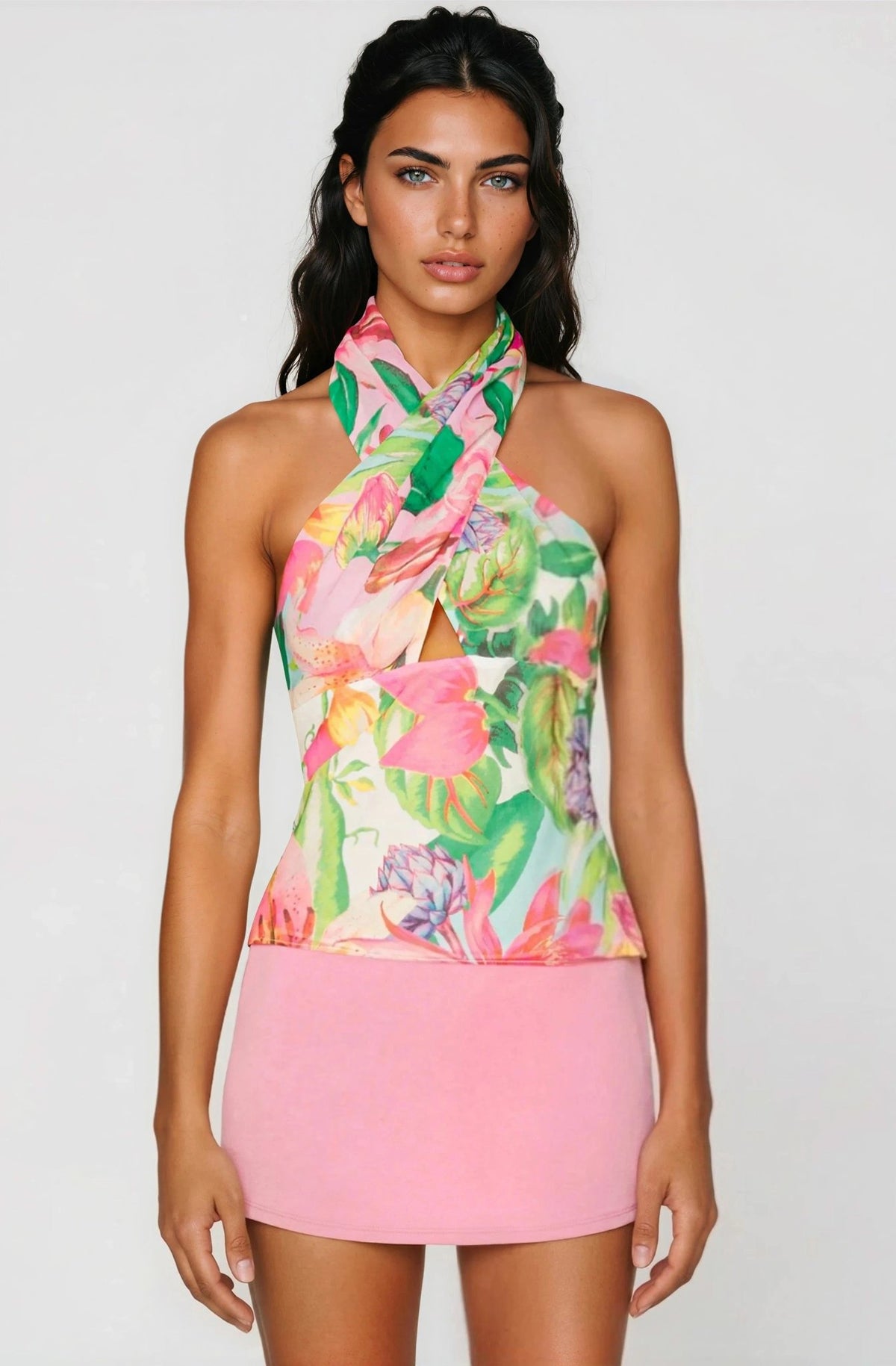 Fontes Halter Neck Top – Pink Floral (Final Sale) Fontes Halter Neck Top – Pink Floral (Final Sale)