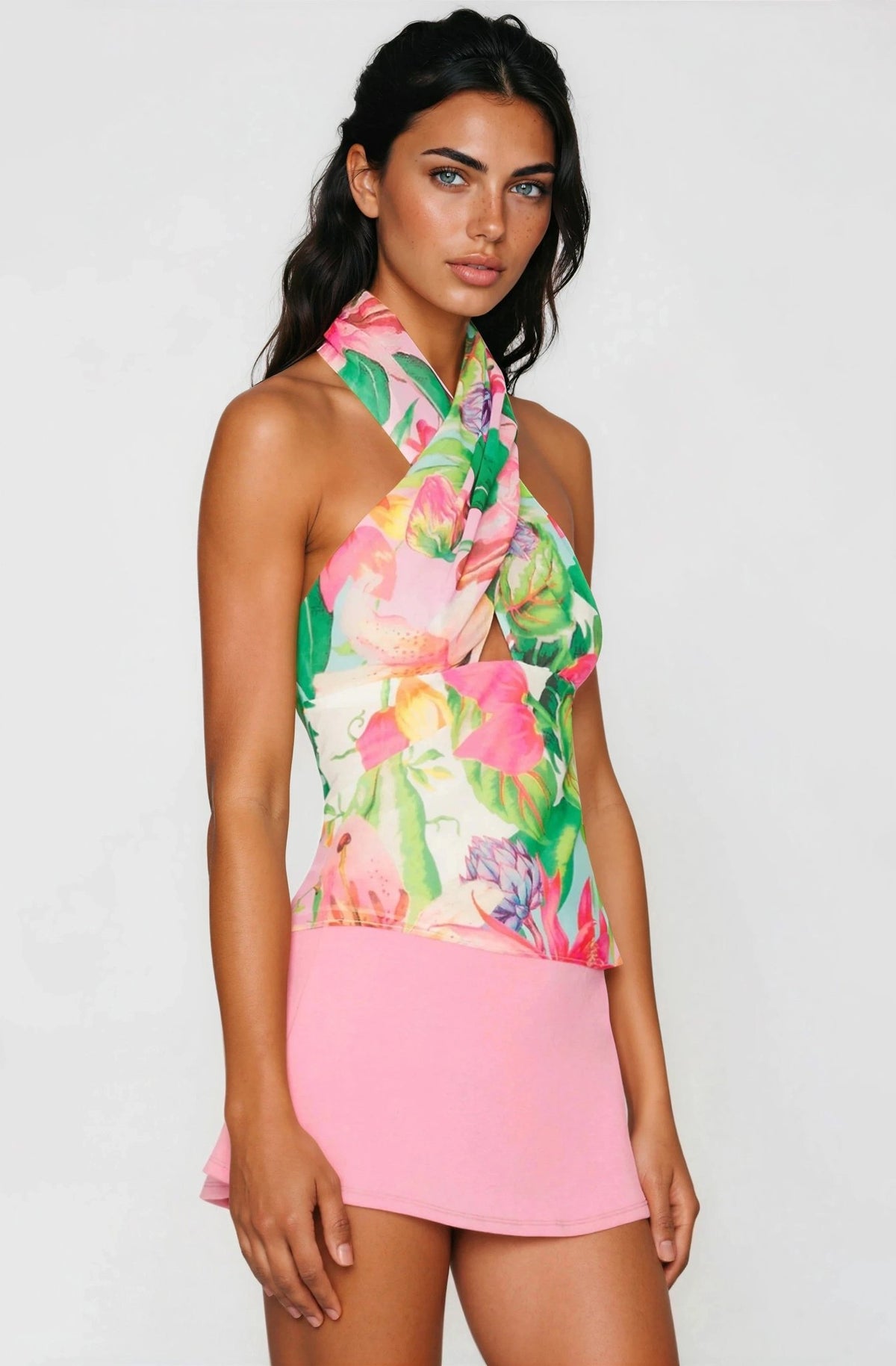 Fontes Halter Neck Top – Pink Floral (Final Sale) Fontes Halter Neck Top – Pink Floral (Final Sale)