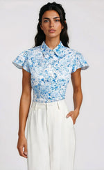 Francesca Floral Poplin Shirt - Zesty Floral White Blue - XO, Tina Francesca Floral Poplin Shirt - Zesty Floral White Blue - XO, Tina