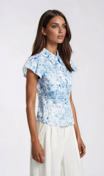 Francesca Floral Poplin Shirt - Zesty Floral White Blue - XO, Tina Francesca Floral Poplin Shirt - Zesty Floral White Blue - XO, Tina