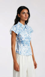 Francesca Floral Poplin Shirt - Zesty Floral White Blue - XO, Tina Francesca Floral Poplin Shirt - Zesty Floral White Blue - XO, Tina