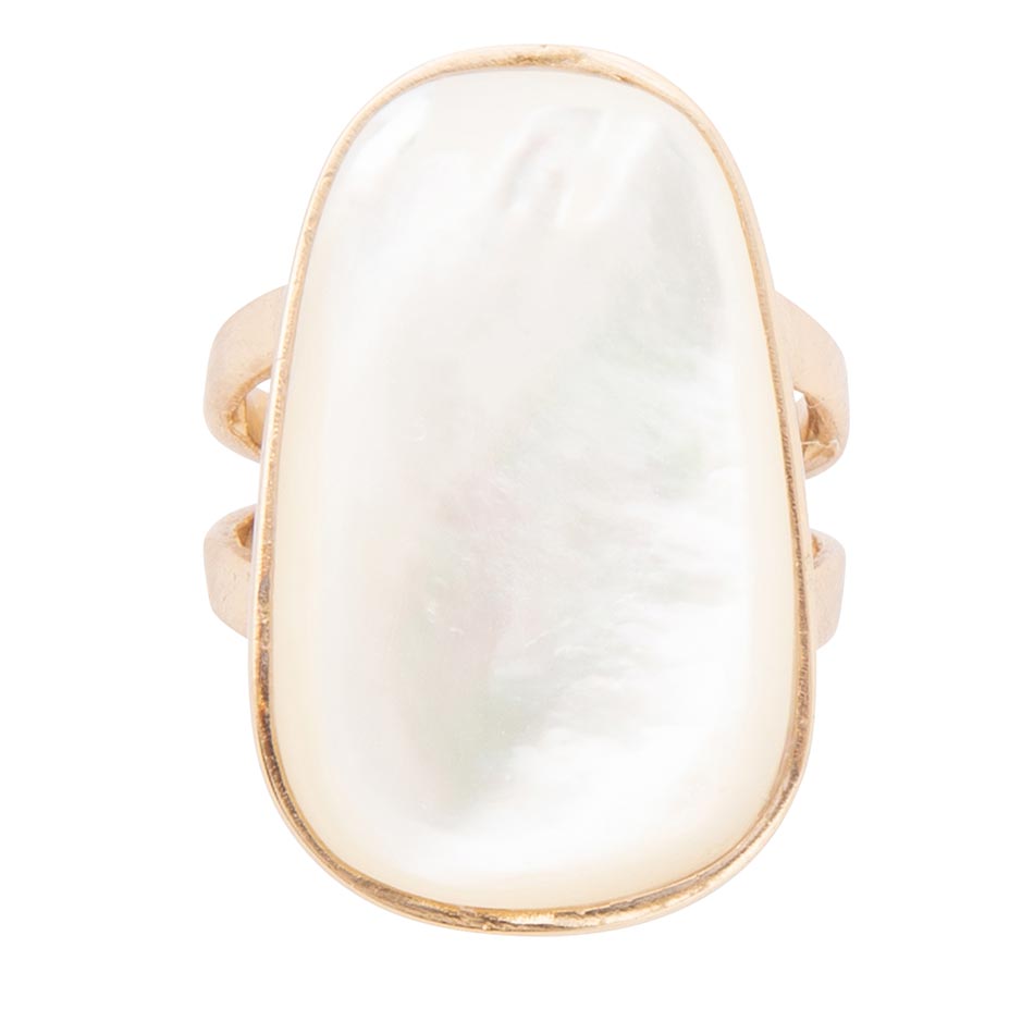High Class White Mother of Pearl Golden Ring High Class White Mother of Pearl Golden Ring
