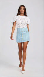 Jinny Tweed Skirt - Sky Blue - XO, Tina Jinny Tweed Skirt - Sky Blue - XO, Tina