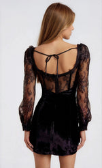 Lace and Velvet Mini Dress - Black Lace and Velvet Mini Dress - Black