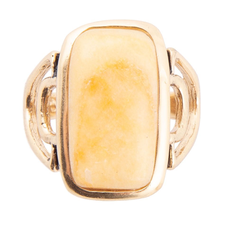 Luster Yellow Agate Golden Statement Ring Luster Yellow Agate Golden Statement Ring