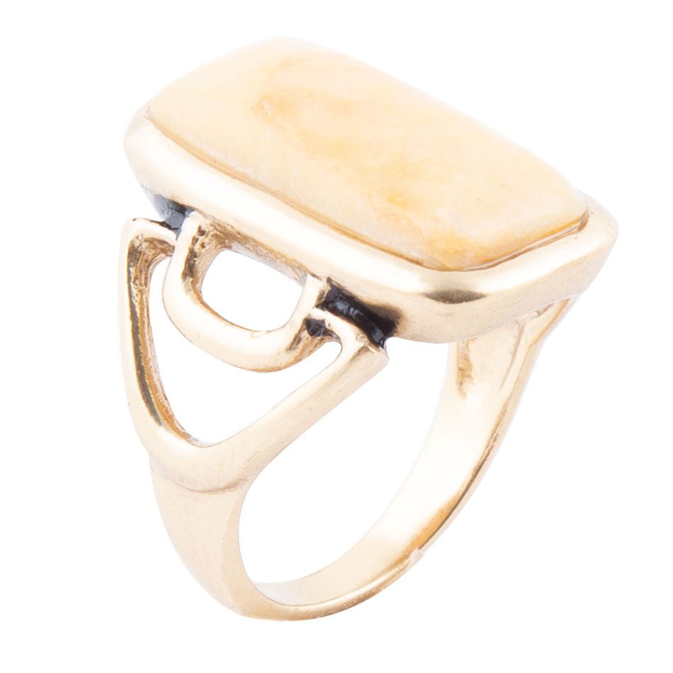 Luster Yellow Agate Golden Statement Ring Luster Yellow Agate Golden Statement Ring