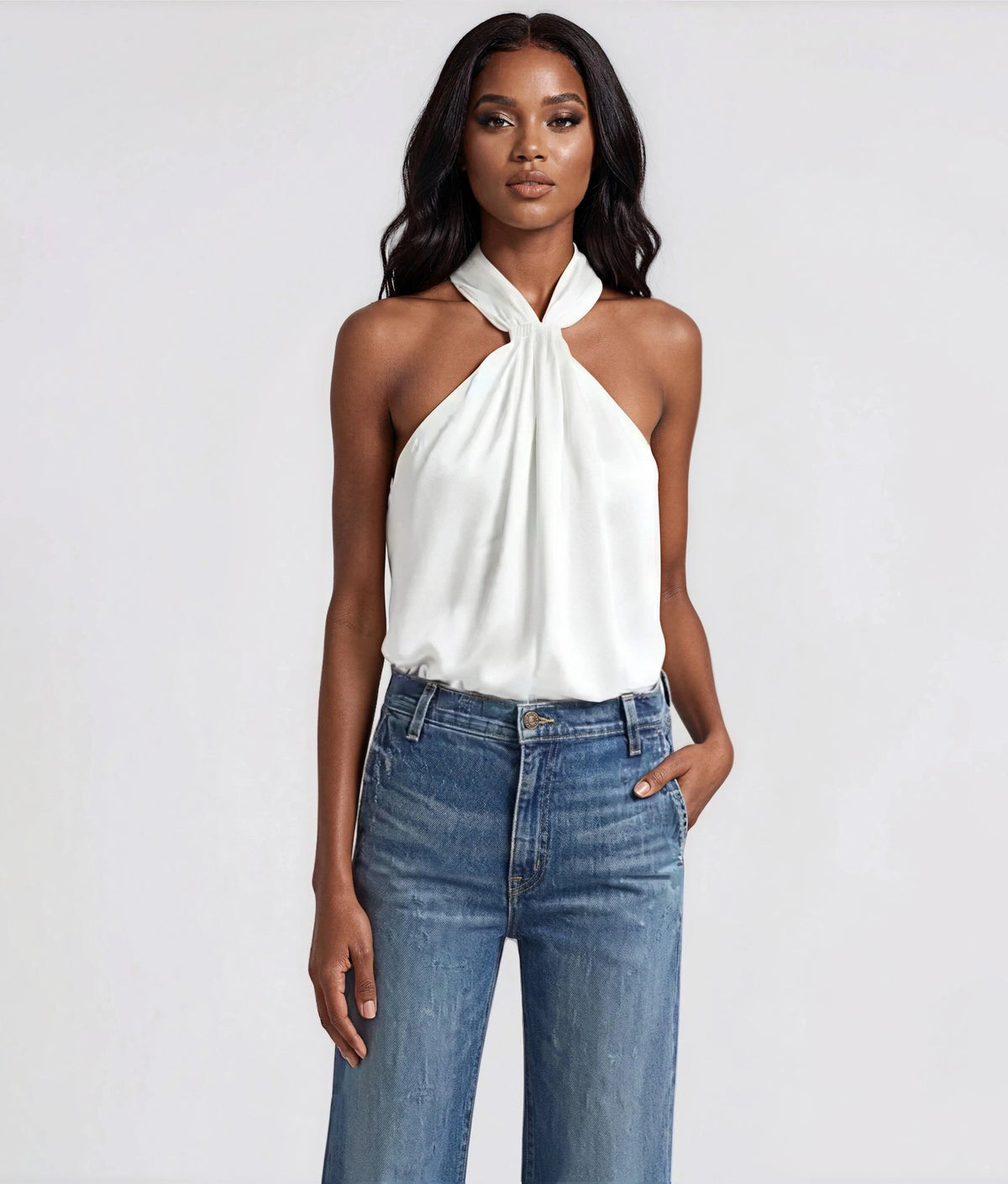 Maia Gather Sleeveless Top - Ivory Maia Gather Sleeveless Top - Ivory