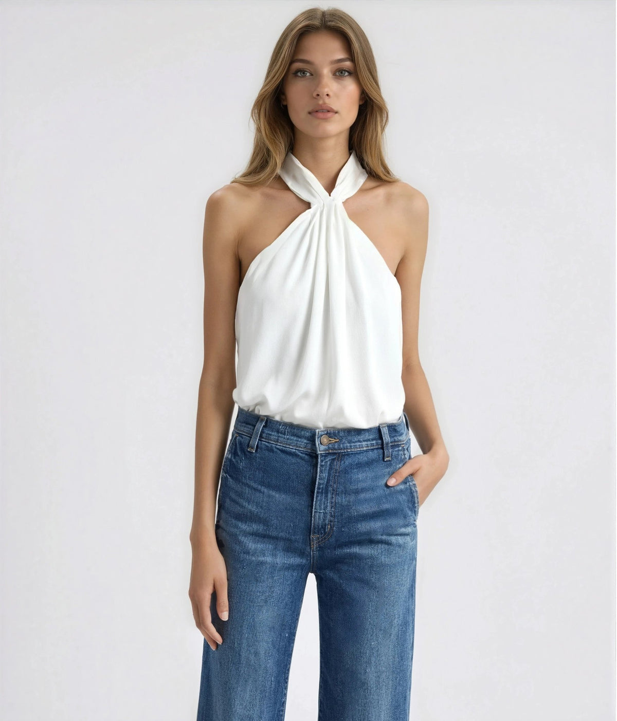 Maia Gather Sleeveless Top - Ivory Maia Gather Sleeveless Top - Ivory
