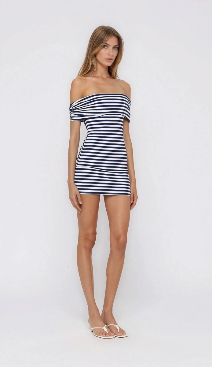 Malory Striped Mini Dress – Navy/White Malory Striped Mini Dress – Navy/White