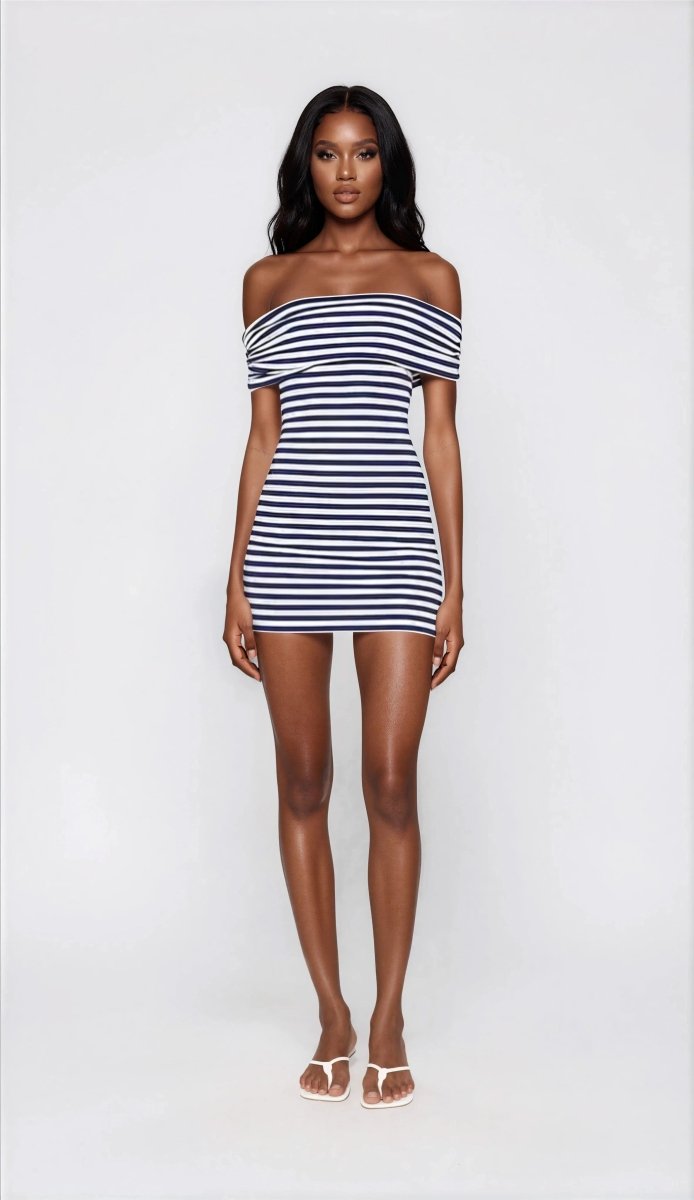Malory Striped Mini Dress – Navy/White Malory Striped Mini Dress – Navy/White