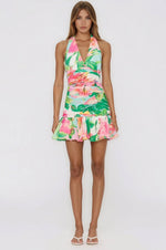 Mave Halter Neck Mini Dress – Pink Floral (Final Sale) Mave Halter Neck Mini Dress – Pink Floral (Final Sale)