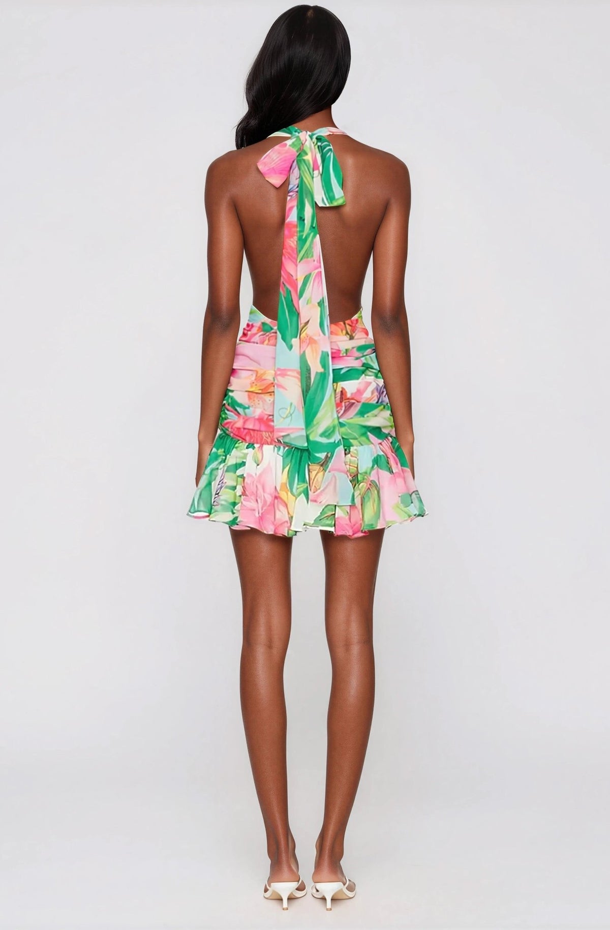 Mave Halter Neck Mini Dress – Pink Floral (Final Sale) Mave Halter Neck Mini Dress – Pink Floral (Final Sale)