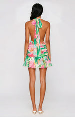 Mave Halter Neck Mini Dress – Pink Floral (Final Sale) Mave Halter Neck Mini Dress – Pink Floral (Final Sale)